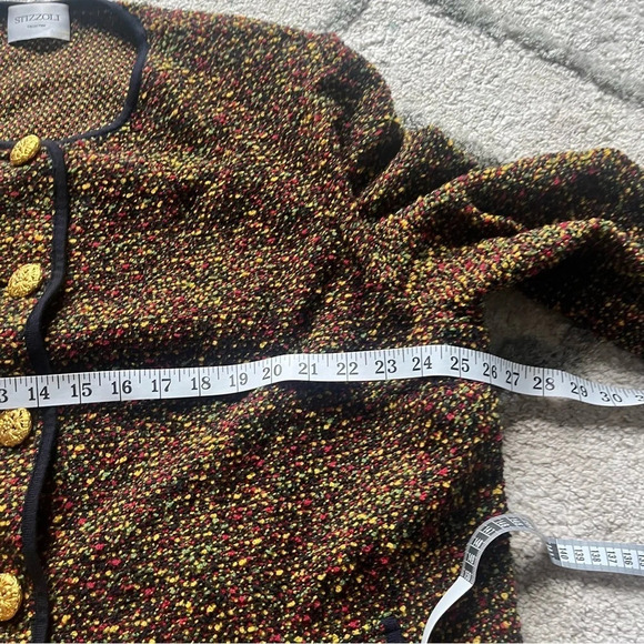 Stizzoli blazer wool knit blazer black yellow red green gold buttons 58 / XL - Picture 9 of 10